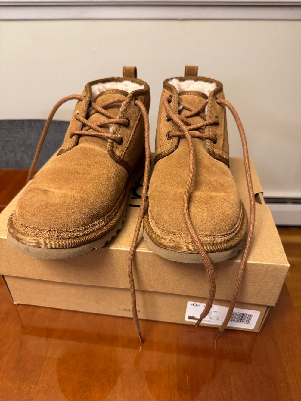 UGG Men’s Tan Suede Chukka Boots with Shearling Collar